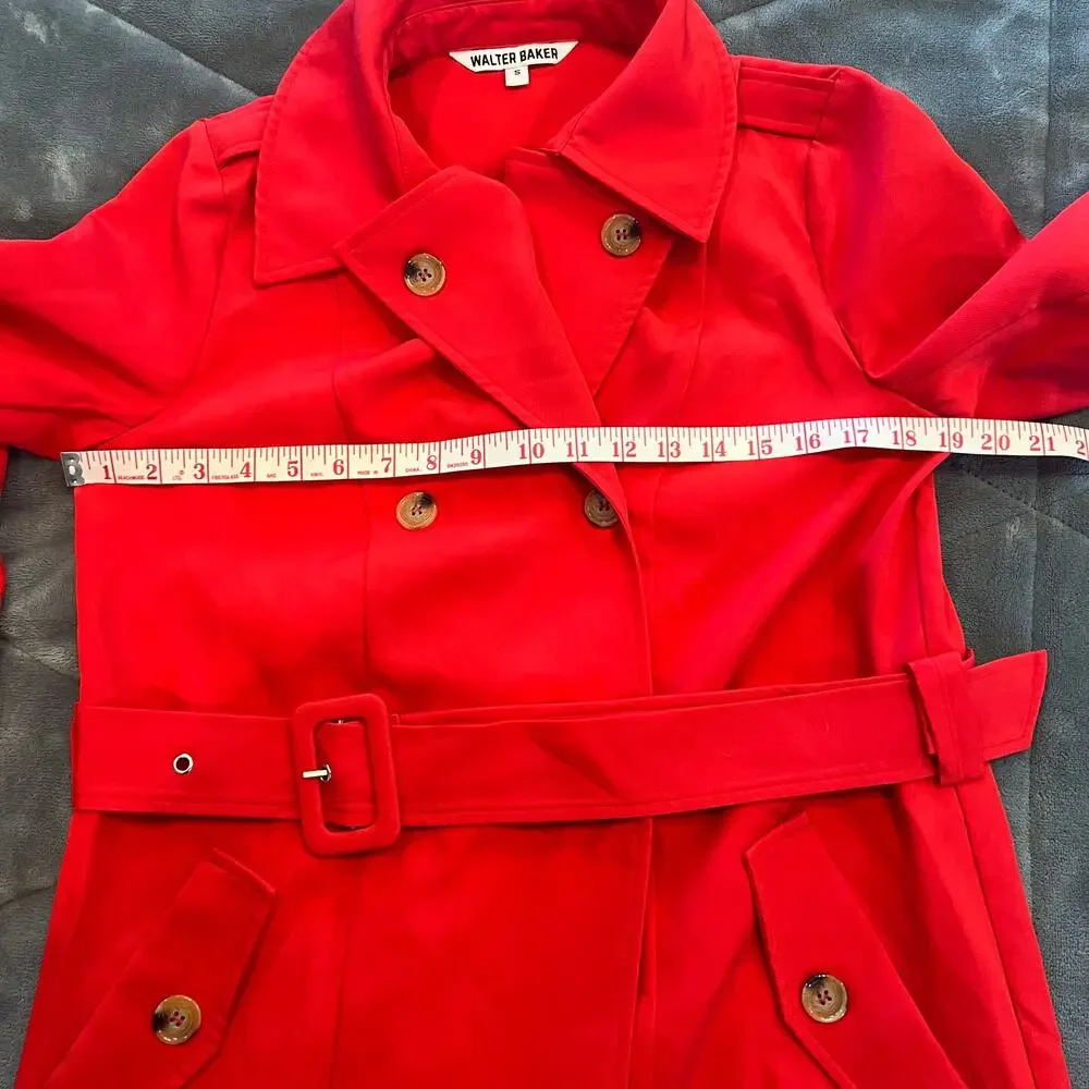 New without tags Walter Baker Freya Red Trench Coat Jacket Size Small - Picture 13 of 16